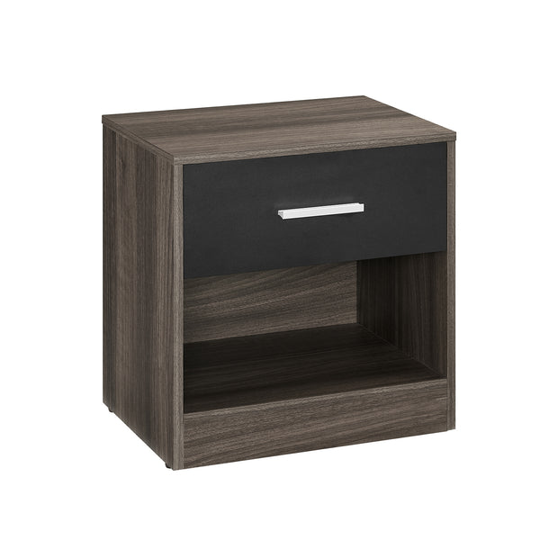 Bedside Table – Wood – Natural Finish – Drawer and Open Compartment