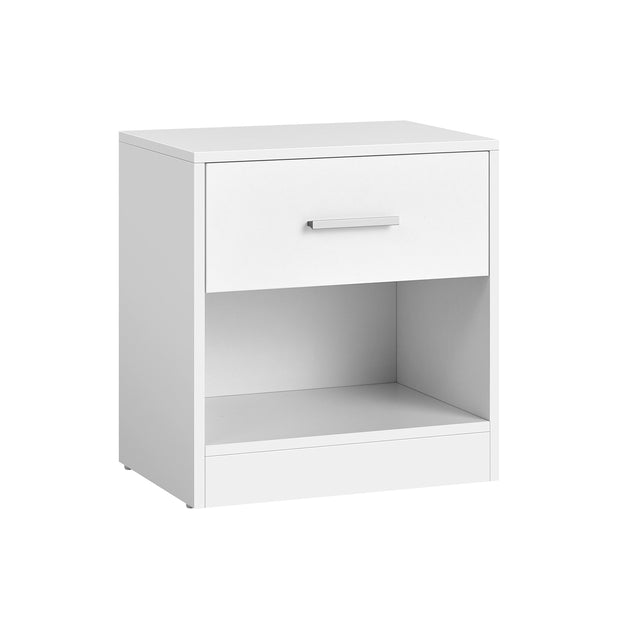 Bedside Table – Wood – Natural Finish – Drawer and Open Compartment