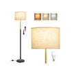 Modern Floor Lamp – Fabric – Gold and Black – Adjustable Height with Foot Switch