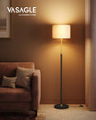 Modern Floor Lamp – Fabric – Gold and Black – Adjustable Height with Foot Switch