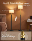 Modern Floor Lamp – Fabric – Gold and Black – Adjustable Height with Foot Switch