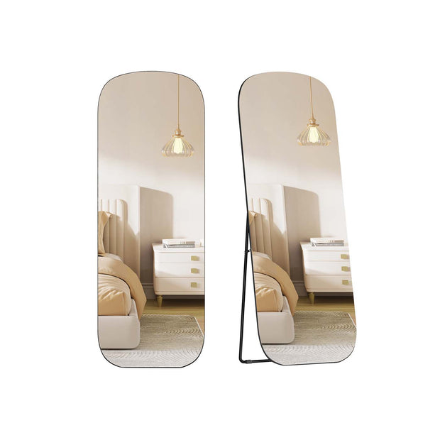 Full Length Standing Mirror – Aluminium Alloy – Ink Black – Rounded Corners, Tempered Glass