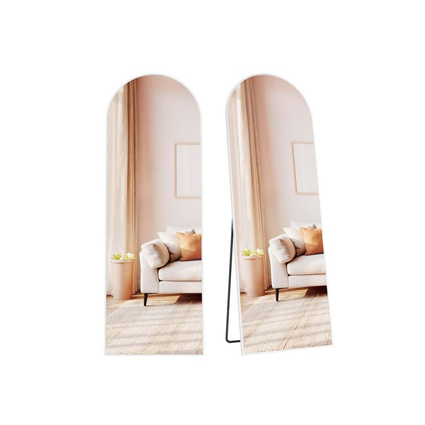 Full Length Mirror – Aluminium Alloy – Pale Gold – Arched with Stand