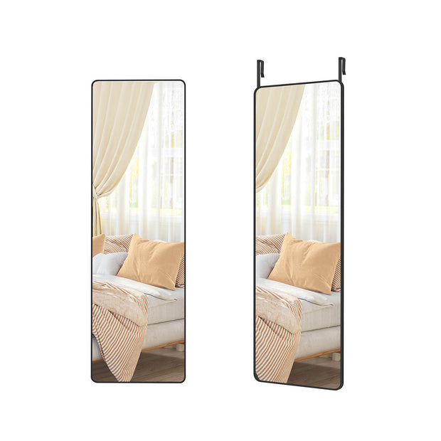 Full Length Mirror – Tempered Glass – Ink Black – Over the Door or Wall Mounted
