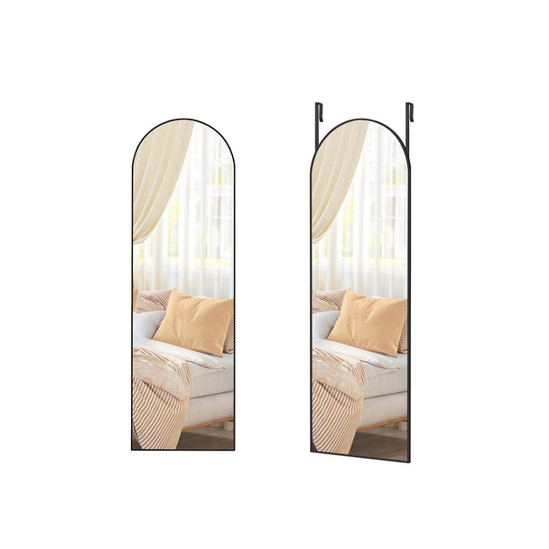 Arched Full Length Mirror – Tempered Glass – Ink Black – Over the Door or Wall Mounted