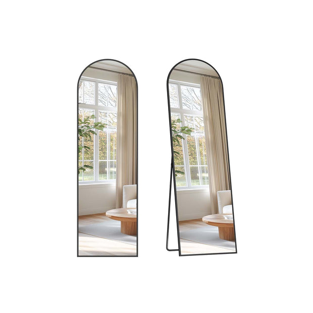 Full Length Mirror – Aluminium Alloy – Ink Black – Arched with Stand
