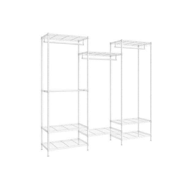 Portable Open Wardrobe – Metal – Ink Black – Heavy-Duty with Adjustable Shelves and Hooks