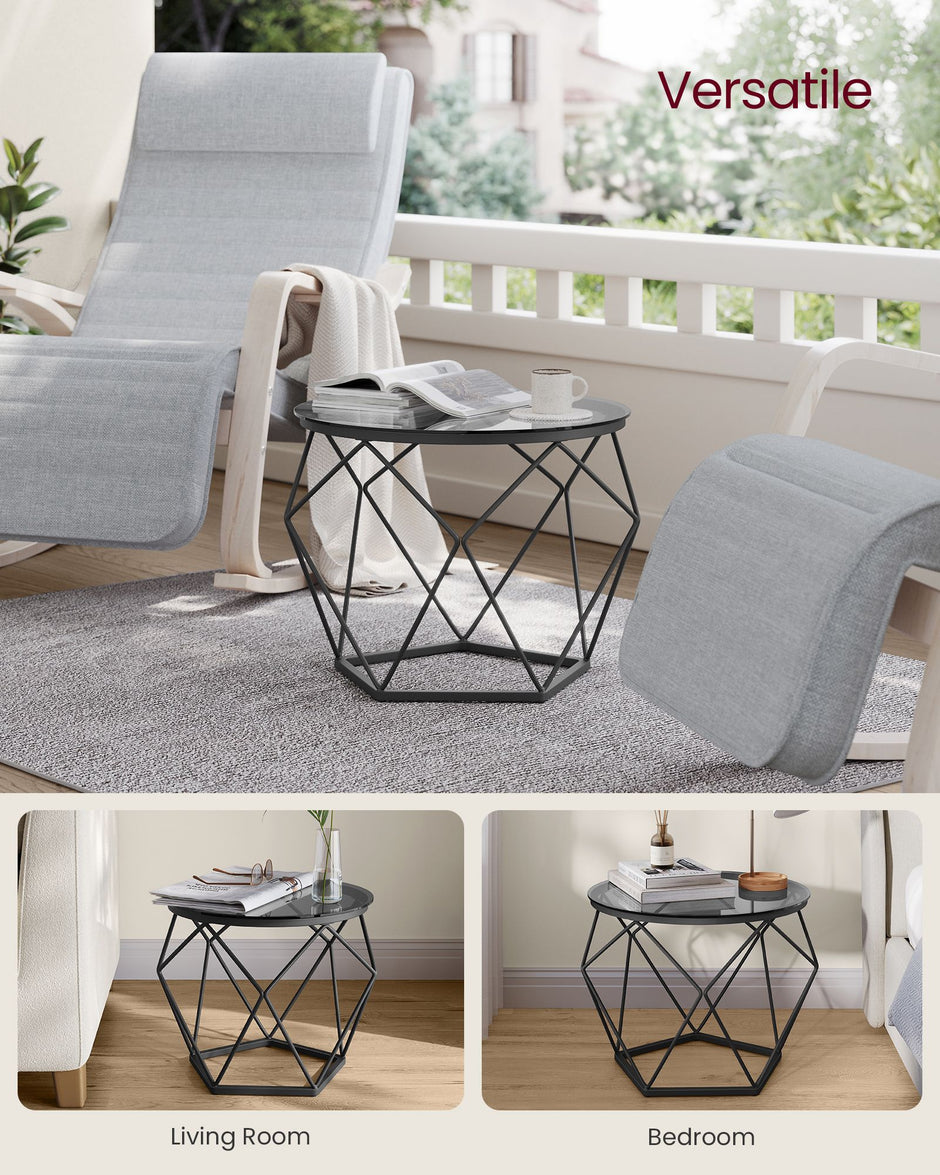 Set of 2 Round Coffee Tables – Steel – Slate Grey and Ink Black – Modern Design with Removable Tabletop