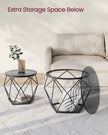 Set of 2 Round Coffee Tables – Steel – Slate Grey and Ink Black – Modern Design with Removable Tabletop