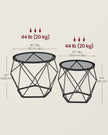 Set of 2 Round Coffee Tables – Steel – Slate Grey and Ink Black – Modern Design with Removable Tabletop