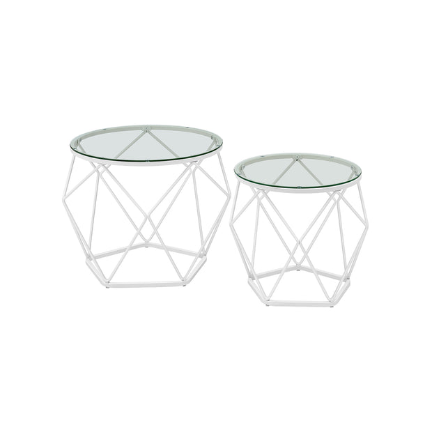 Set of 2 Round Coffee Tables – Steel – Slate Grey and Ink Black – Modern Design with Removable Tabletop