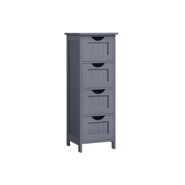 Bathroom Floor Storage Cabinet – MDF – Slate Grey – Freestanding with 4 Drawers