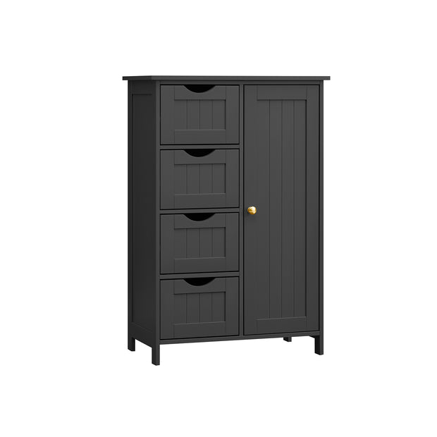 Wooden Cabinet – White – 4 Drawers and 1 Wardrobe Compartment