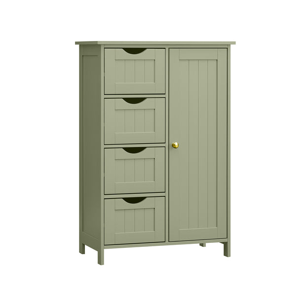Wooden Cabinet – White – 4 Drawers and 1 Wardrobe Compartment
