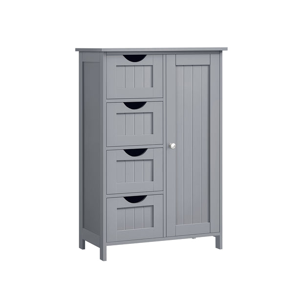 Wooden Cabinet – White – 4 Drawers and 1 Wardrobe Compartment