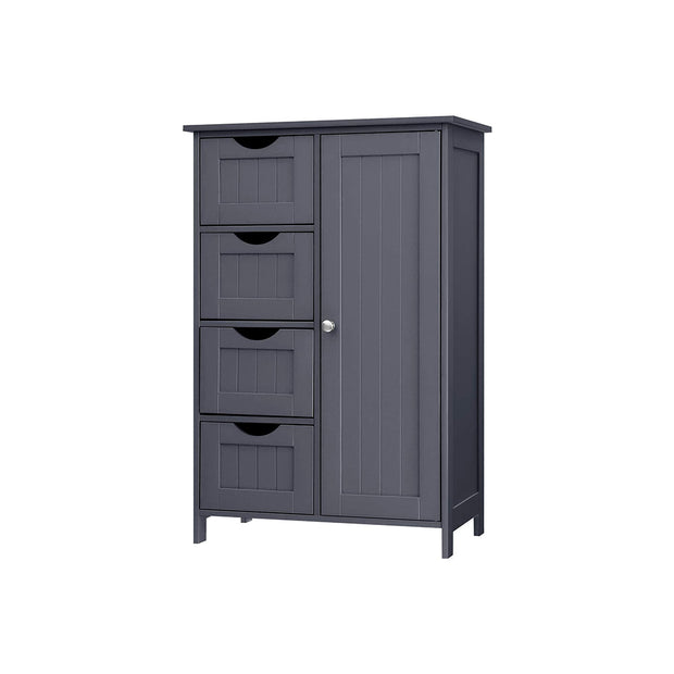 Wooden Cabinet – White – 4 Drawers and 1 Wardrobe Compartment