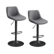 Height Adjustable Swivel Bar Stools – Synthetic Leather – Quilt – Set of 2 with Back and Footrest