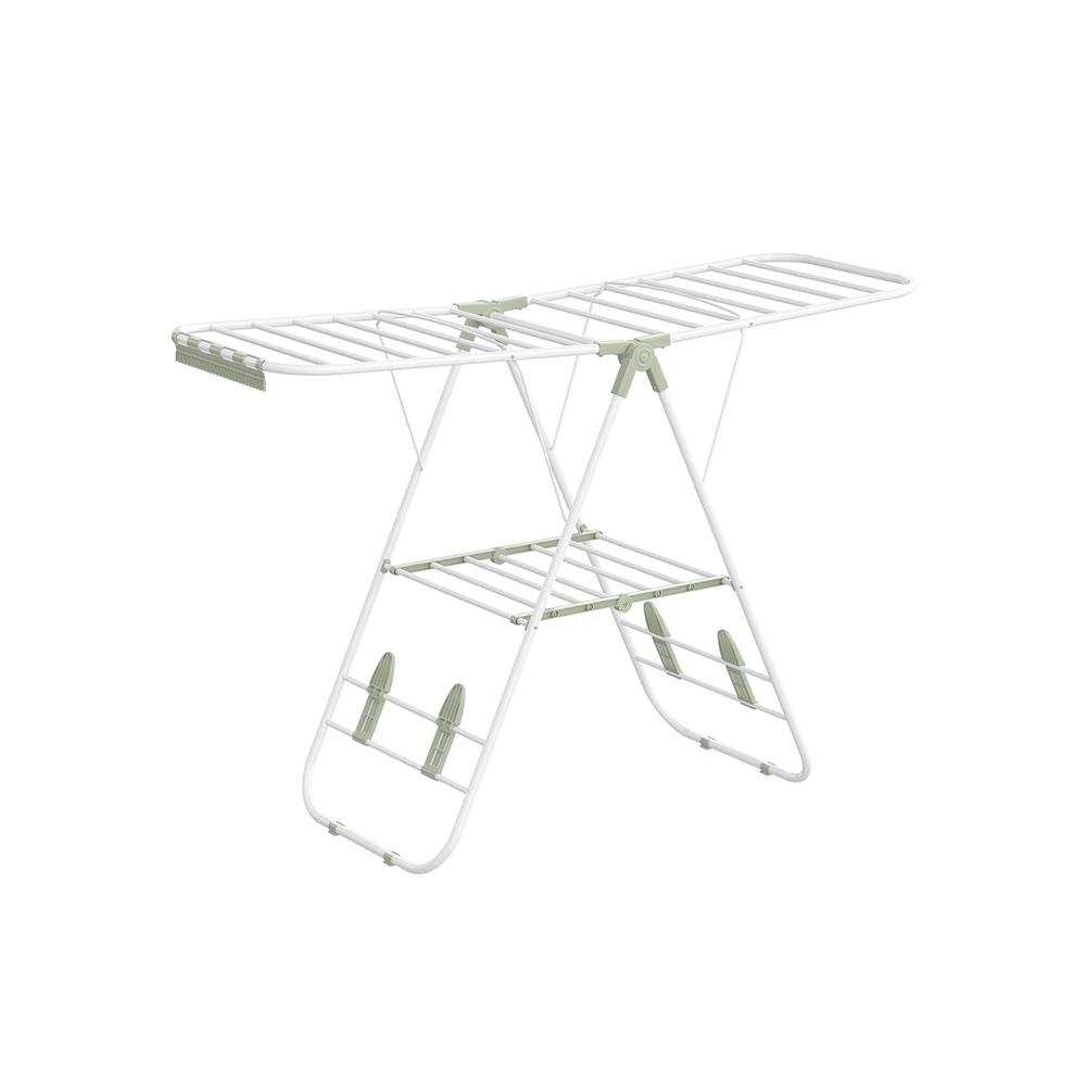 Foldable Clothes Drying Rack – Stainless Steel – Silver – Height-Adjustable Wings with 16 Metre Drying Space