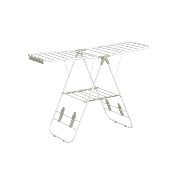 Foldable Clothes Drying Rack – Stainless Steel – Silver – Height-Adjustable Wings with 16 Metre Drying Space