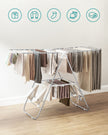 Foldable Clothes Drying Rack – Stainless Steel – Silver – Height-Adjustable Wings with 16 Metre Drying Space