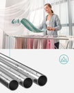 Foldable Clothes Drying Rack – Stainless Steel – Silver – Height-Adjustable Wings with 16 Metre Drying Space