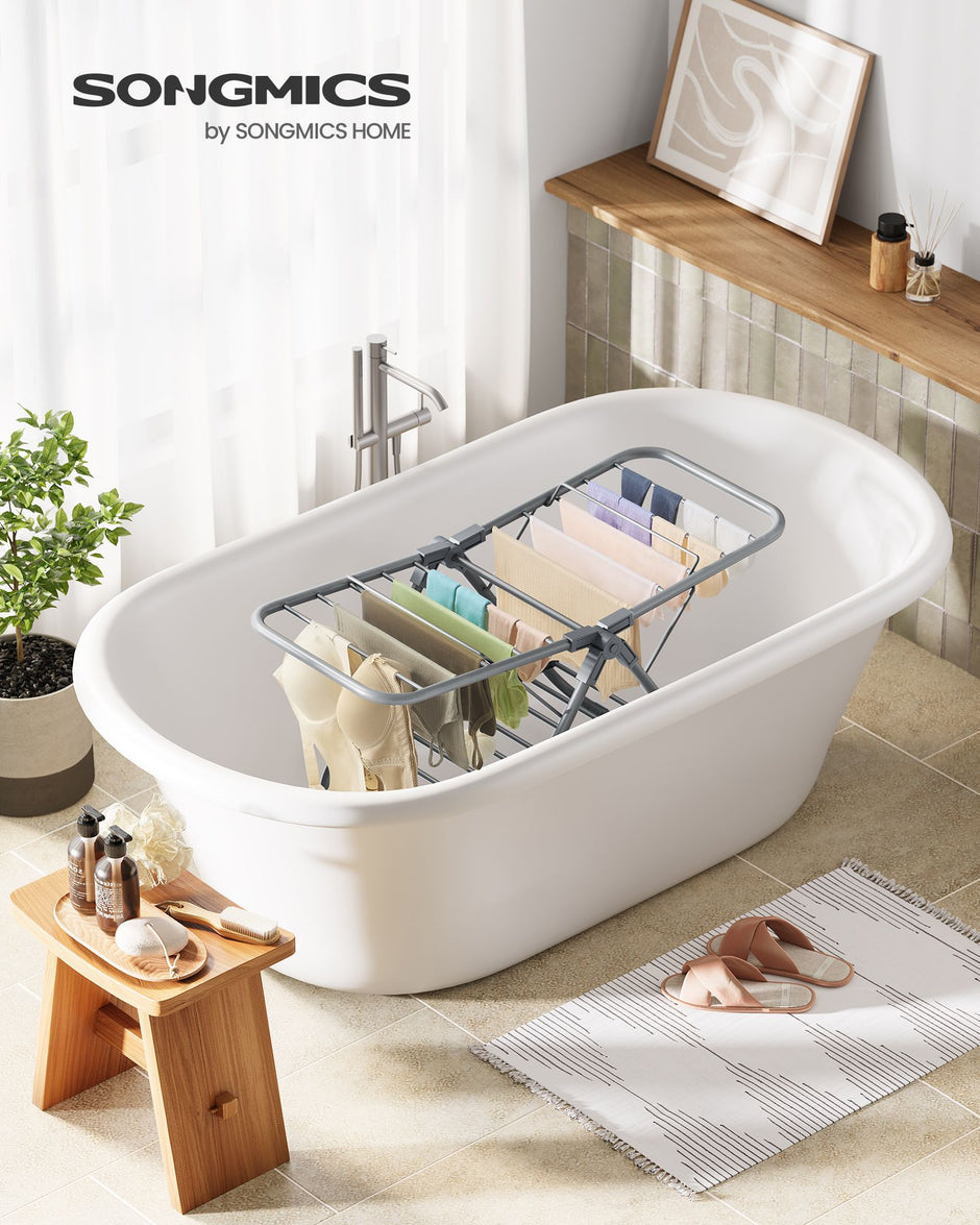 Foldable 2-Level Laundry Airer – Metal – Dove Grey – Space-Saving Design