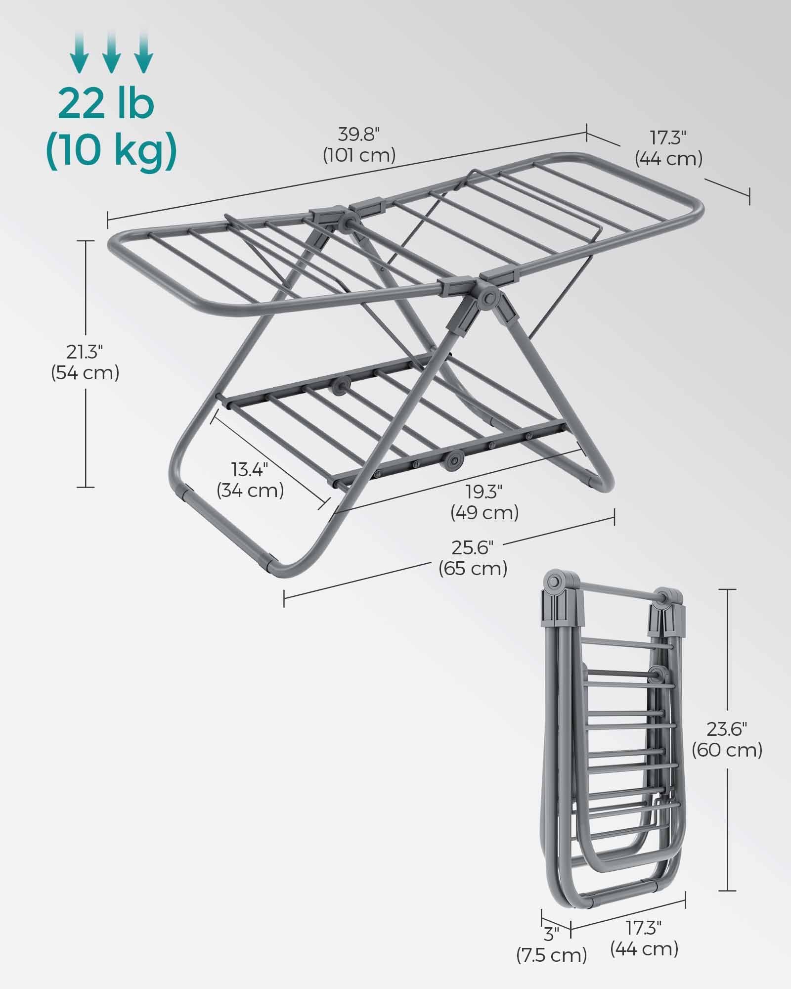 Foldable 2-Level Laundry Airer – Metal – Dove Grey – Space-Saving Design