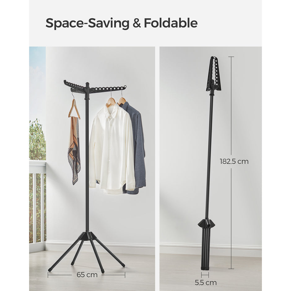 Clothes Drying Rack – Stainless Steel – Silver – Foldable and Space-Saving with 3 Arms