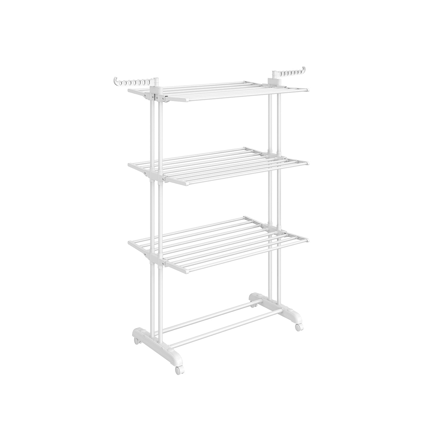 4-Tier Clothes Airer – Stainless Steel – Grey – Foldable and Moveable with Folding Wings