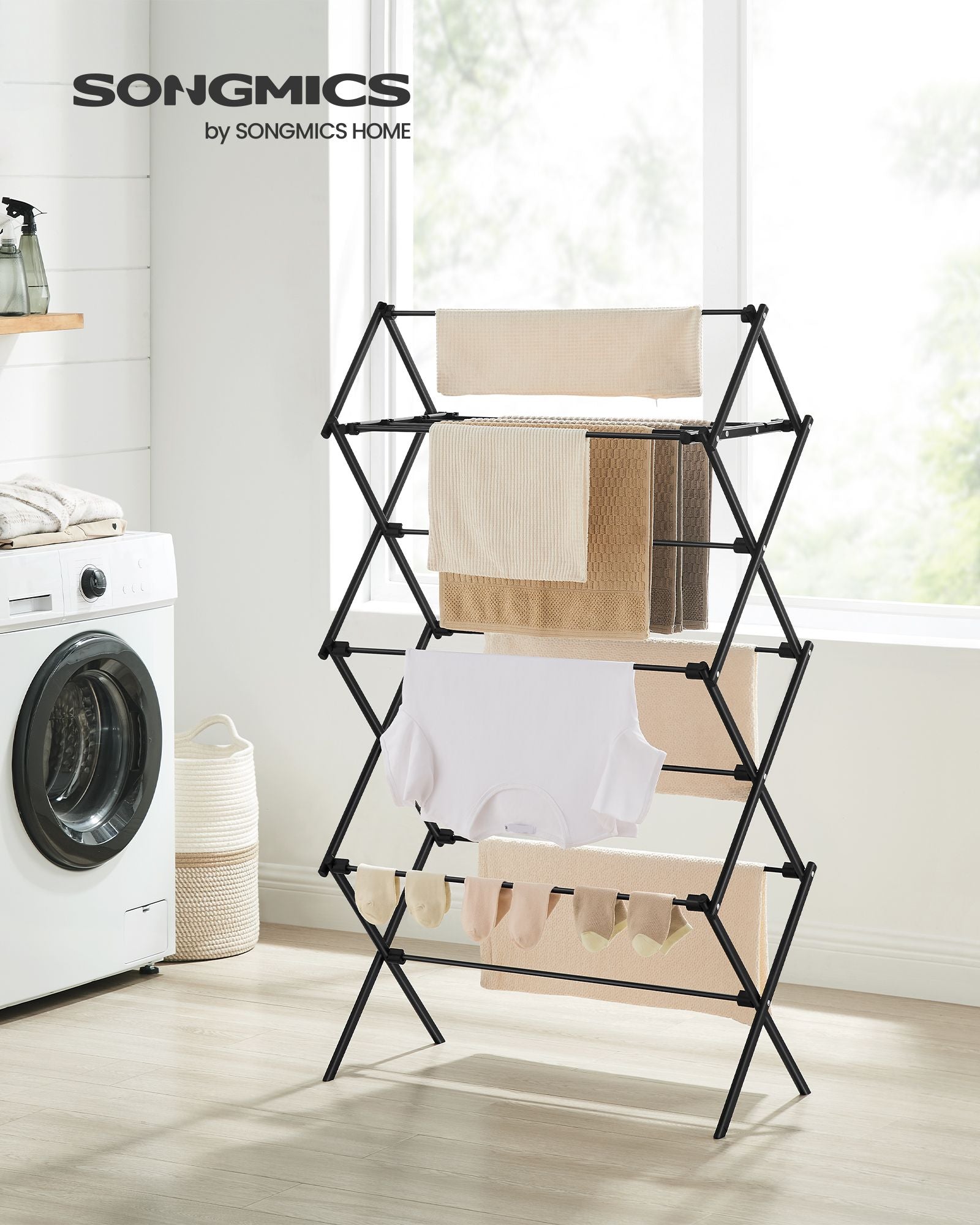 Foldable Clothes Airer – Steel – White – Compact Design for Indoor and Outdoor Use