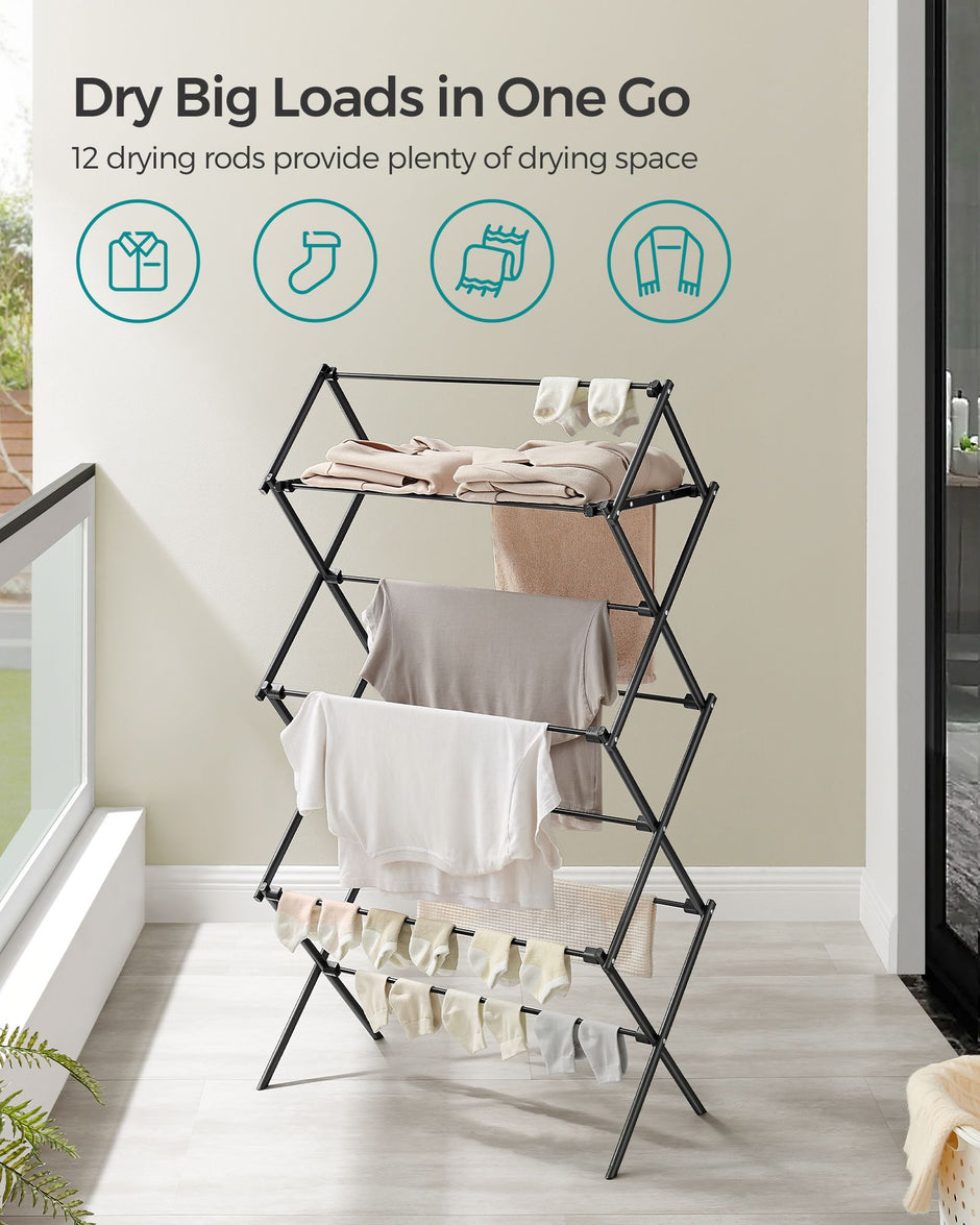 Foldable Clothes Airer – Steel – White – Compact Design for Indoor and Outdoor Use