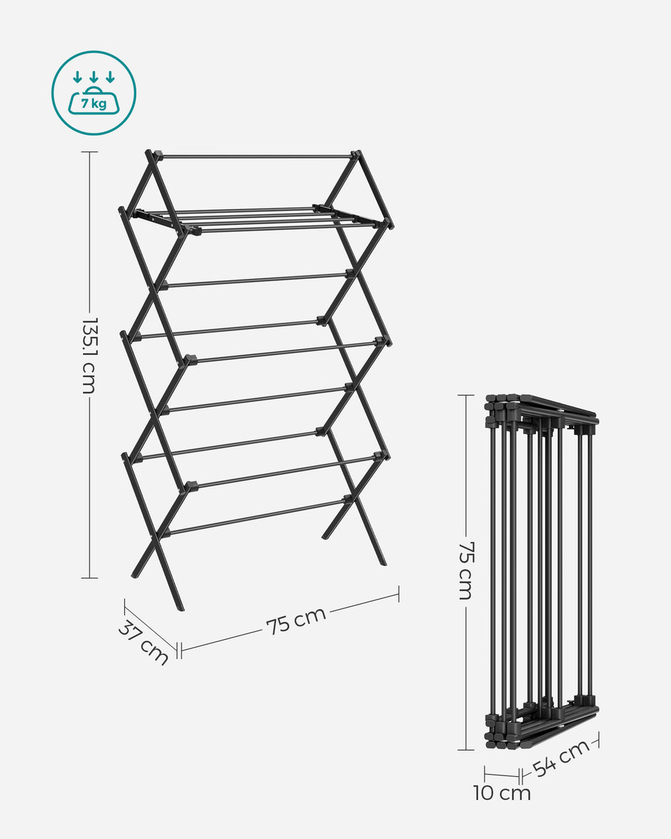 Foldable Clothes Airer – Steel – White – Compact Design for Indoor and Outdoor Use