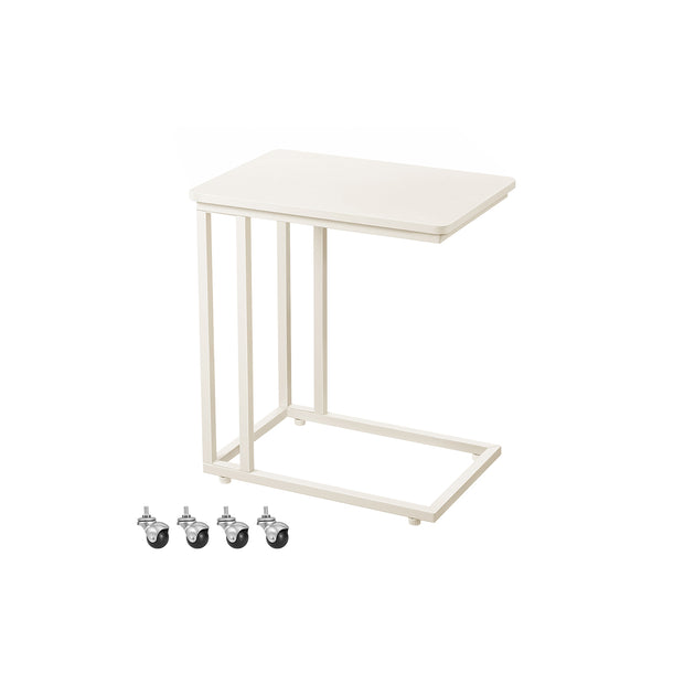 Side Table – Steel Frame – Greige and Black – Mobile Design with Easy Assembly