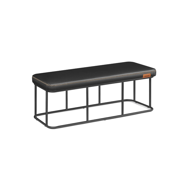 Ottoman Bench – Synthetic Leather – Ink Black – Max Load 300 kg, Mid-Century Modern