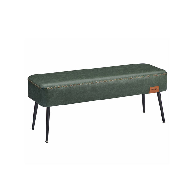 Ottoman Bench – Synthetic Leather – Forest Green – Mid-Century Modern Design, Load Capacity 300 kg