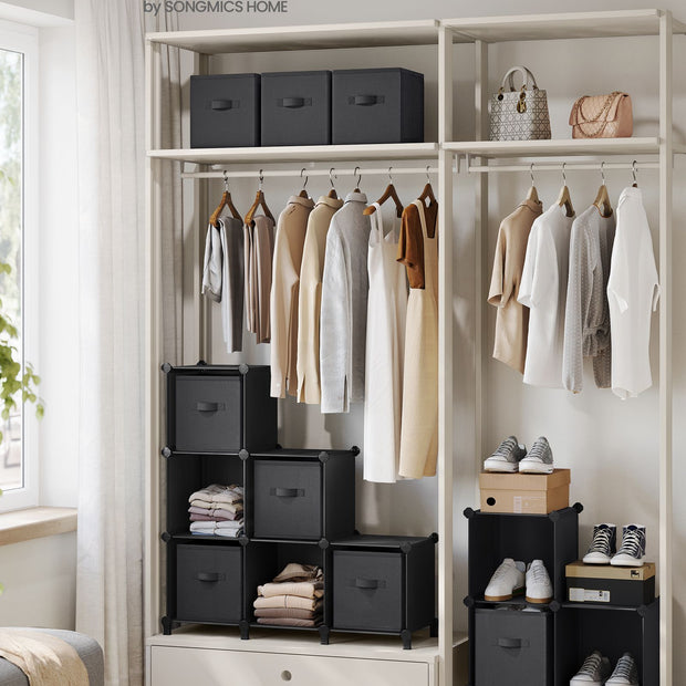 Cube Organizer – Non-Woven Fabric – Ink Black and Dove Grey – Customizable Shape with 9 Storage Boxes