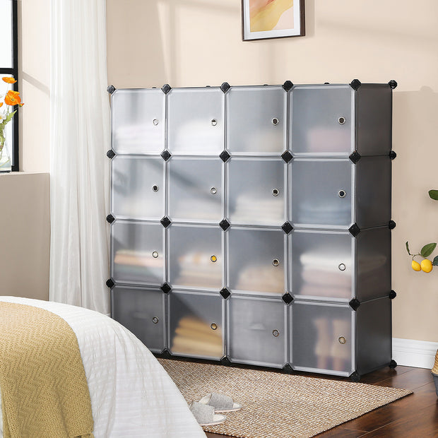 Cube Storage Organiser – Plastic – Grey – 15-Cube Design with Doors