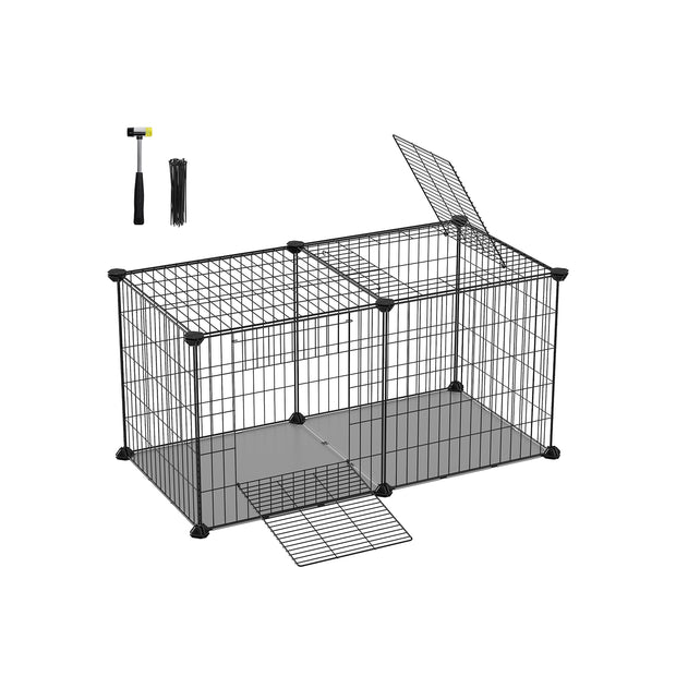 Small Animal Cage – Metal – Black – Easy to Clean with Top and Two Doors