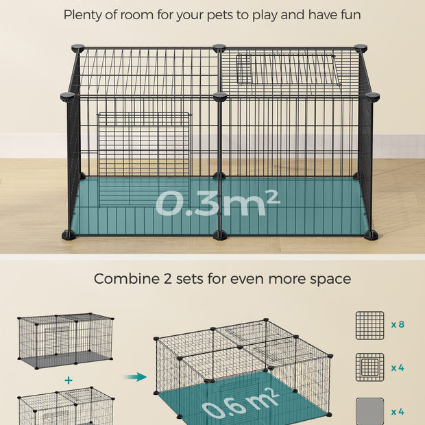 Small Animal Cage – Metal – Black – Easy to Clean with Top and Two Doors