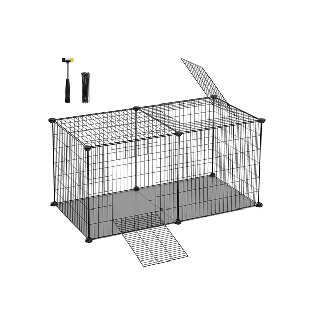 Small Animal Cage – Metal – Black – Easy to Clean, 102 x 51 x 51 cm