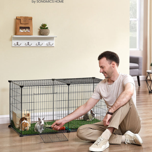 Small Animal Cage – Metal – Black – Easy to Clean, 102 x 51 x 51 cm