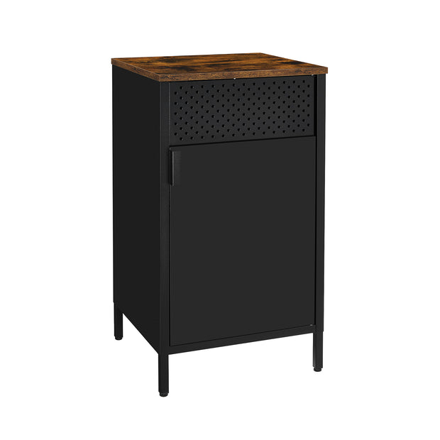 Storage Cabinet – Steel Frame – Rustic Brown and Black – Adjustable Shelf, Industrial Style