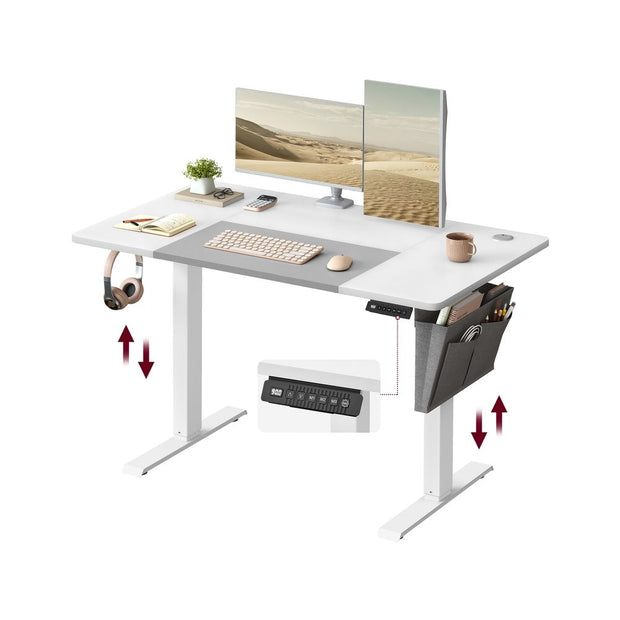 Electric Standing Desk – Steel and Particle Board – Modern Gray – Height Adjustable