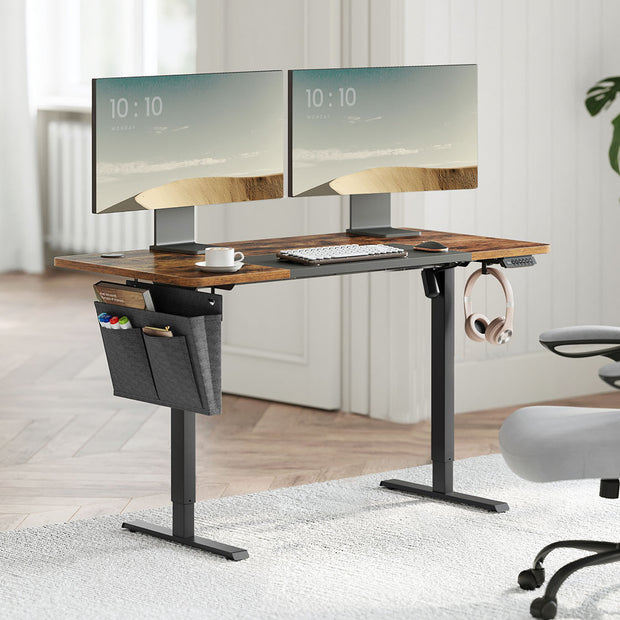 Electric Standing Desk – Steel and Particle Board – Modern Gray – Height Adjustable