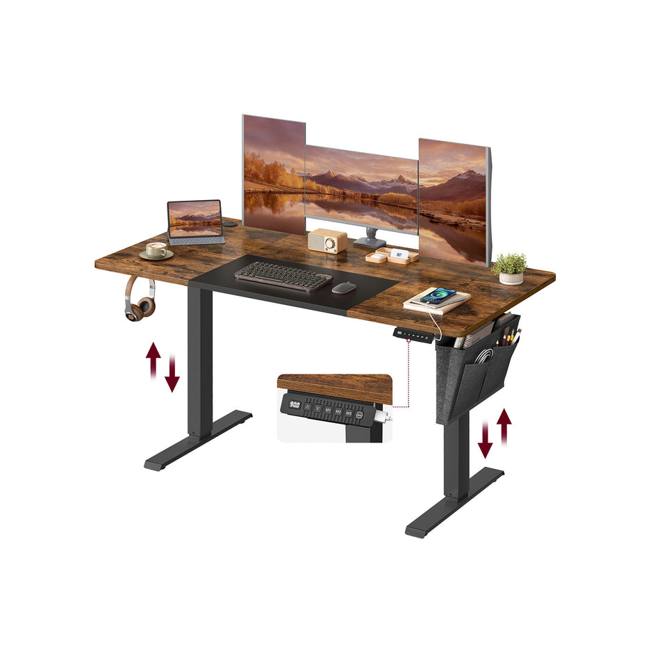 Height Adjustable Electric Standing Desk – Wood – Black – Ergonomic Design