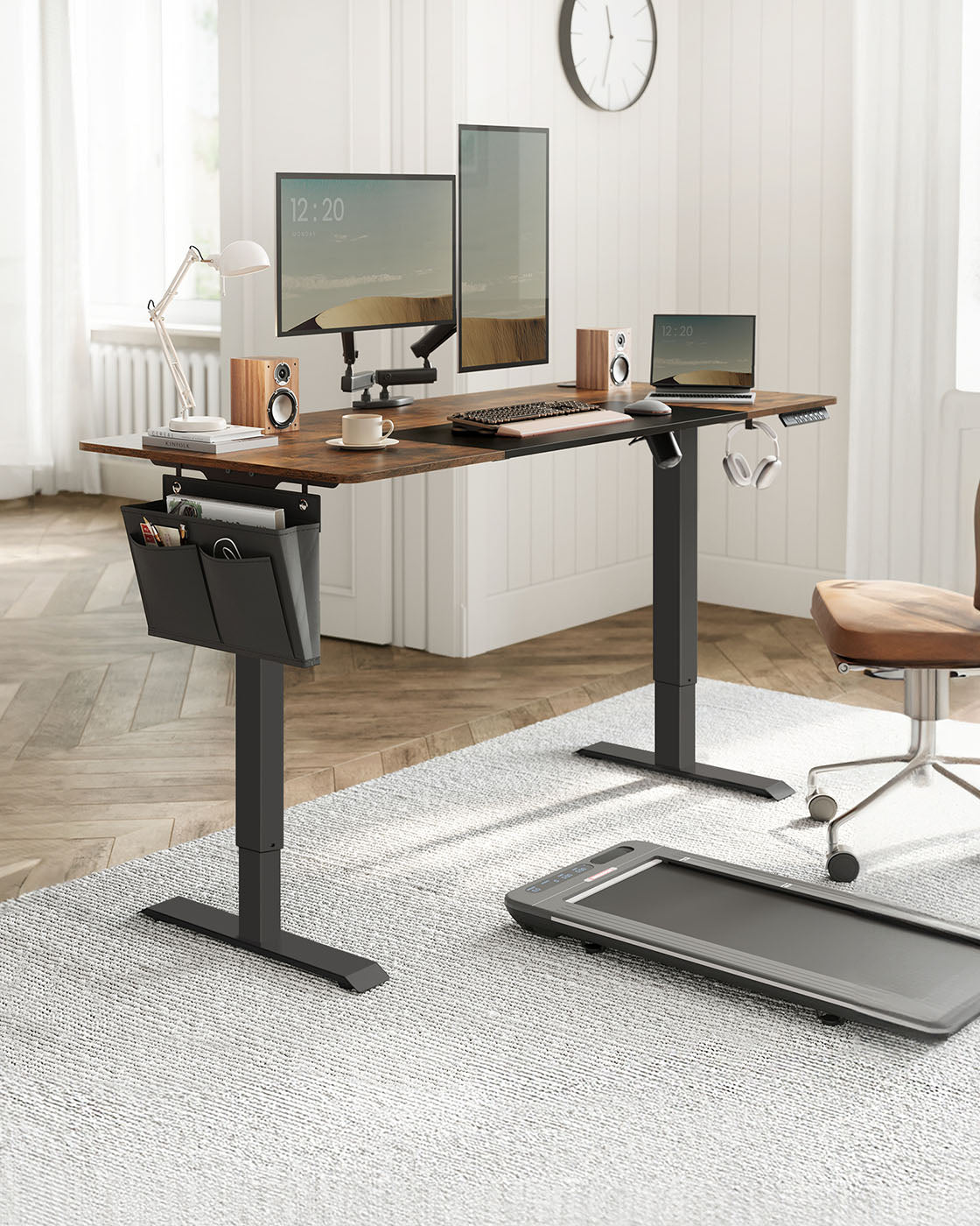 Height Adjustable Electric Standing Desk – Wood – Black – Ergonomic Design