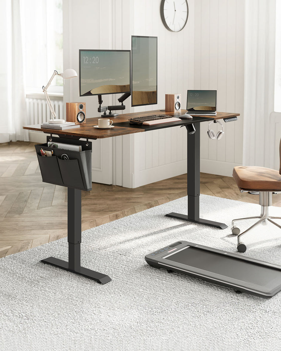 Height Adjustable Electric Standing Desk – Wood – Black – Ergonomic Design