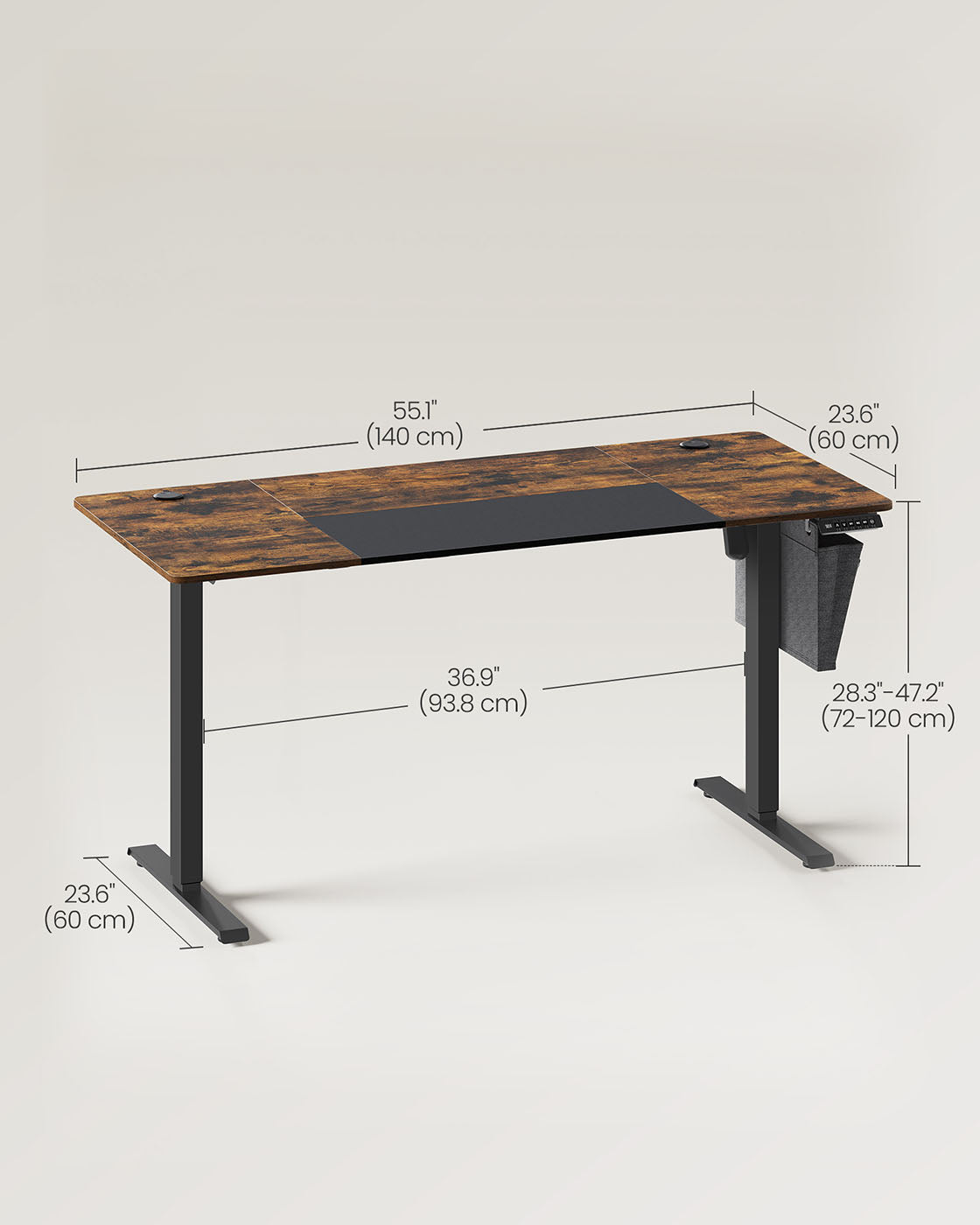 Height Adjustable Electric Standing Desk – Wood – Black – Ergonomic Design