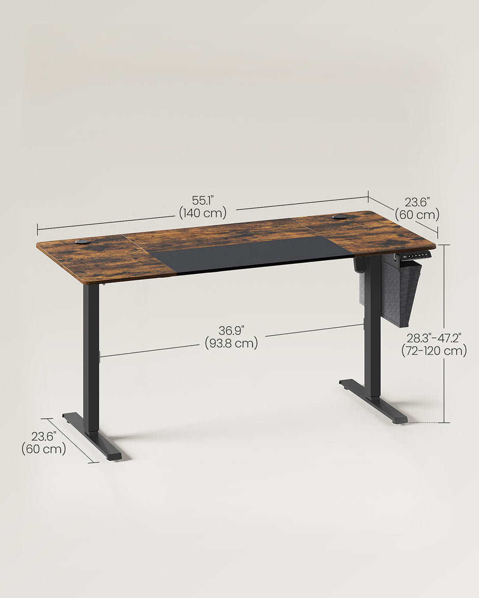 Height Adjustable Electric Standing Desk – Wood – Black – Ergonomic Design