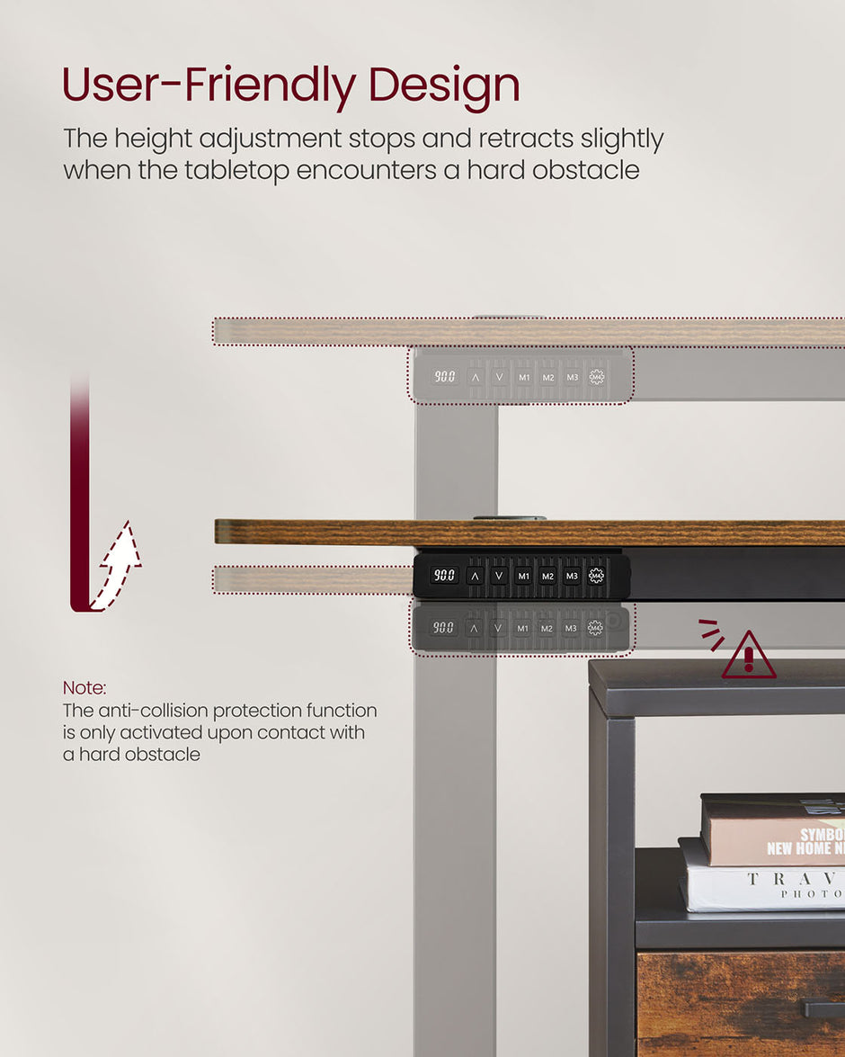 Height Adjustable Electric Standing Desk – Wood – Black – Ergonomic Design